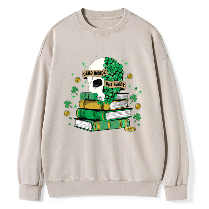 Pagewings Dead Inside But Lucky Unisex Washed Sweatshirt