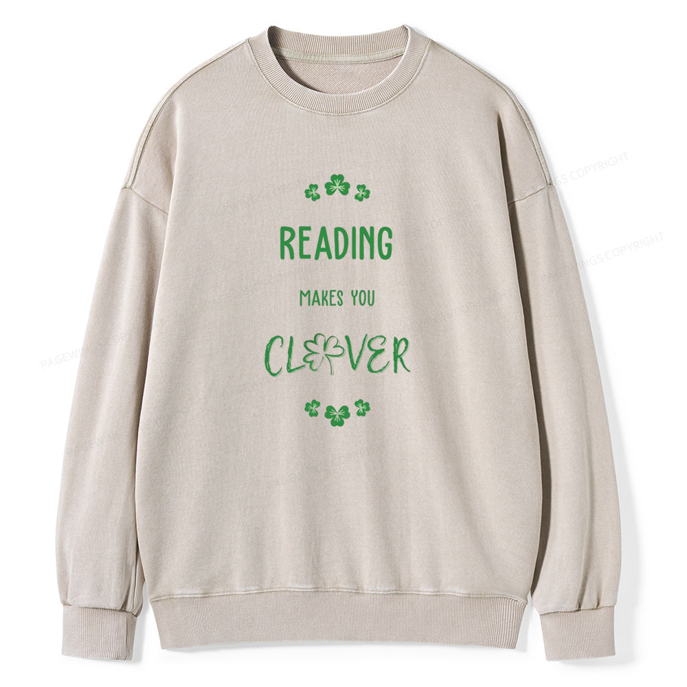 Pagewings Reading makes you clevr Is Totally Unisex Washed Sweatshirt