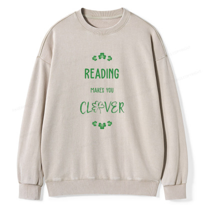 Pagewings Reading makes you clevr Is Totally Unisex Washed Sweatshirt