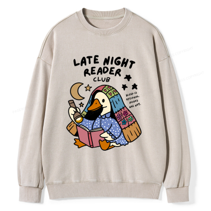 Pagewings Late Night Reader Club Unisex Washed Sweatshirt