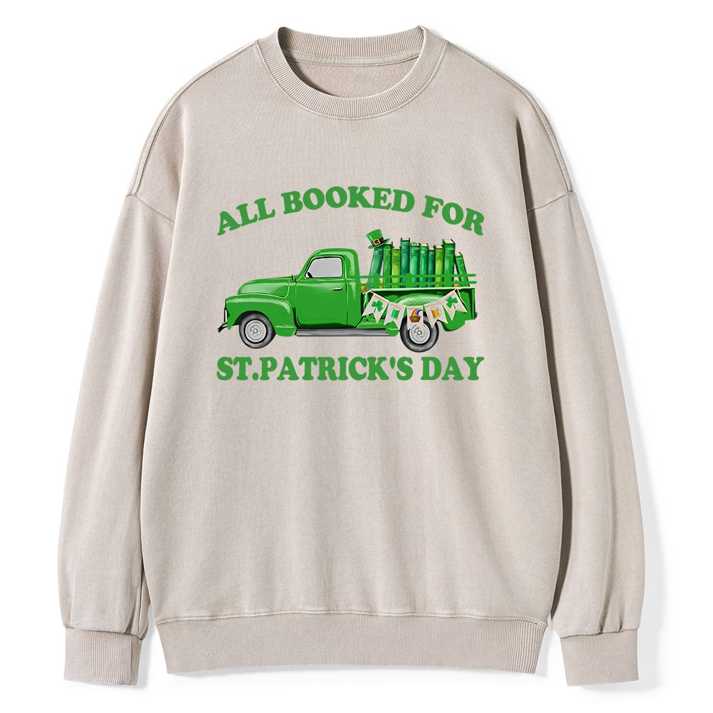 Pagewings All Booked For St.patrick.s Day Unisex Washed Sweatshirt
