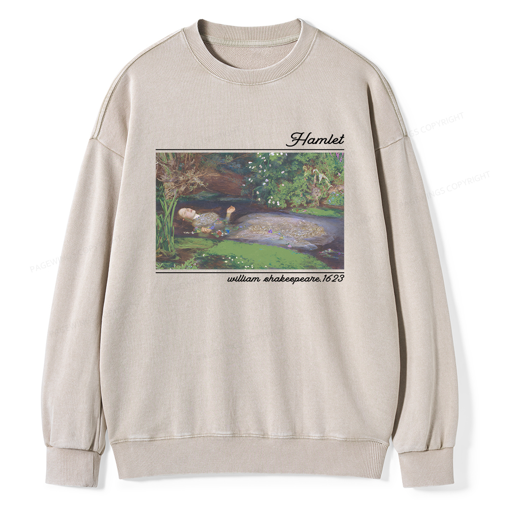 Pagewings Hamlet Ophelia Shakespeare Unisex Washed Sweatshirt