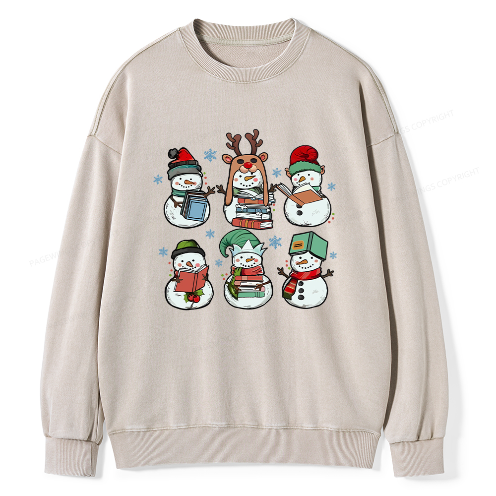 Pagewings Bookish Christmas Unisex Washed Sweatshirt
