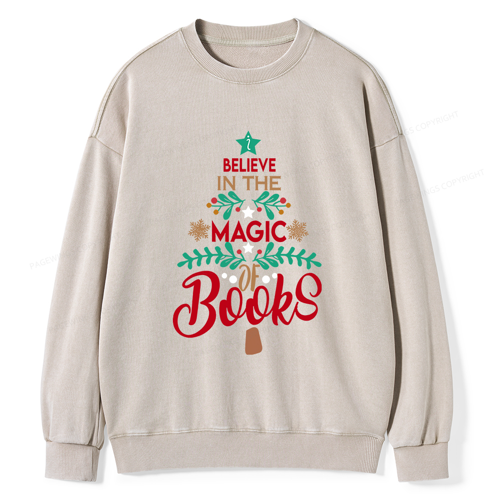 Pagewings Believe In The Magic Of Books Unisex Washed Sweatshirt