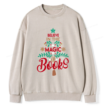 Pagewings Believe In The Magic Of Books Unisex Washed Sweatshirt