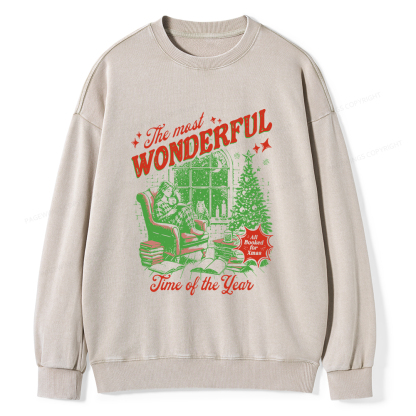Pagewings All Booked for Christmas Unisex Washed Sweatshirt