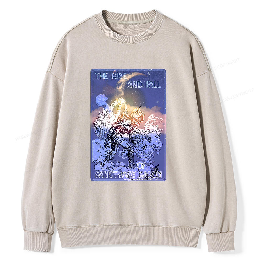 Pagewings The Rise And Fall of Sanctuary Moon Unisex Washed Sweatshirt