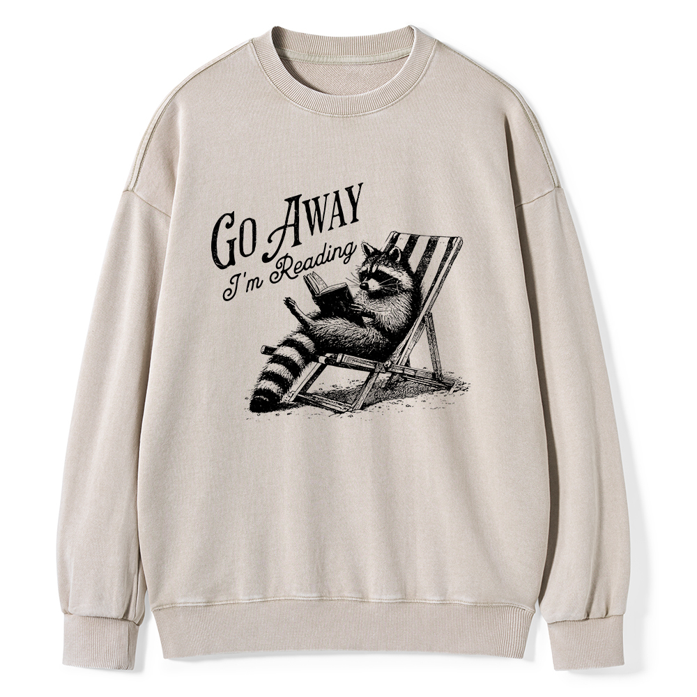 Pagewings Funny Raccoon Book Lover Tshirt Unisex Washed Sweatshirt