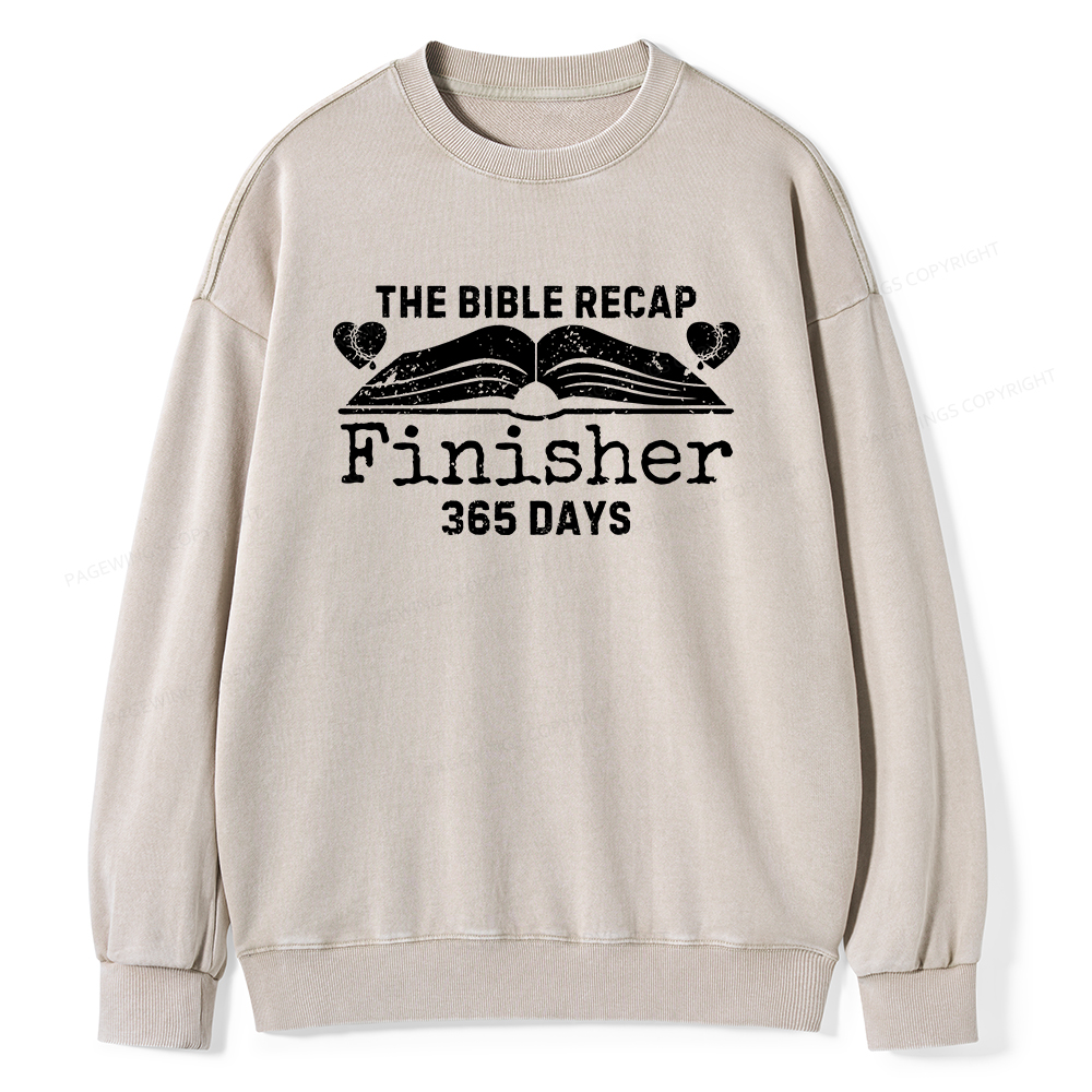Pagewings  The Bible Recap Finisher 365 Days Unisex Washed Sweatshirt