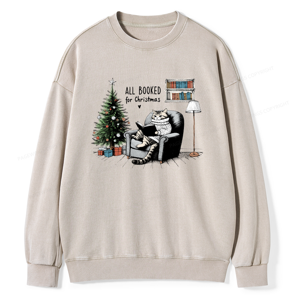 Pagewings All Booked for Christmas Unisex Washed Sweatshirt