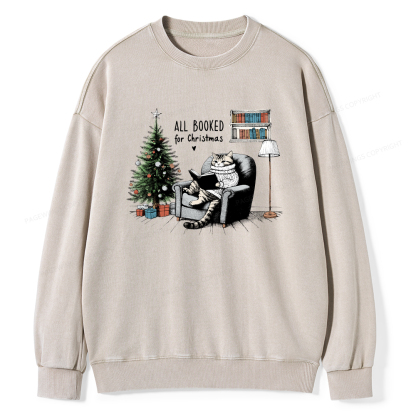 Pagewings All Booked for Christmas Unisex Washed Sweatshirt