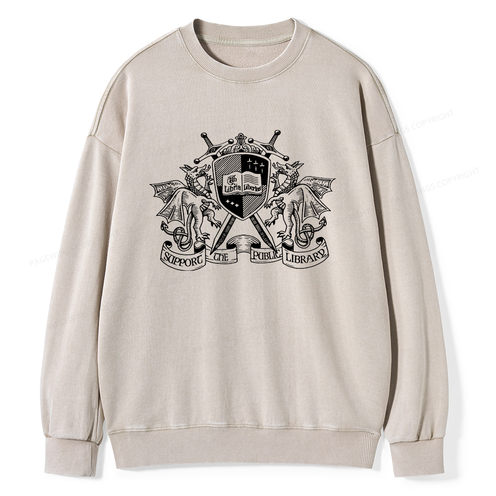 Pagewings Support The Public Library Unisex Washed Sweatshirt