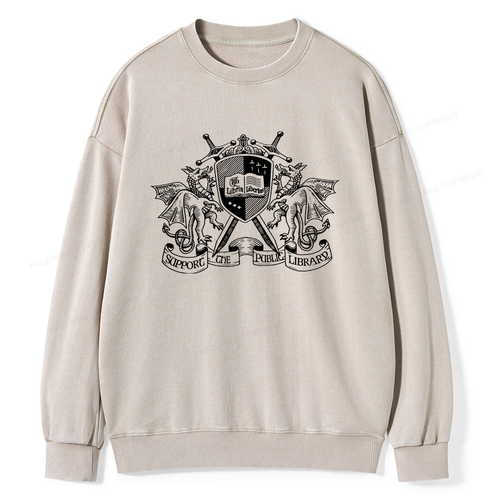Pagewings Support The Public Library Unisex Washed Sweatshirt