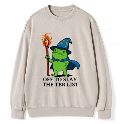 Pagewings Off to Slay The TBR List Unisex Washed Sweatshirt