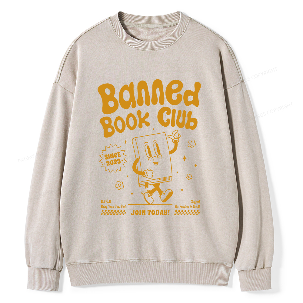 Pagewings Banned Book Club Unisex Washed Sweatshirt