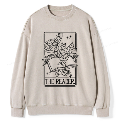 Pagewings The Reader Tarot Card Unisex Washed Sweatshirt