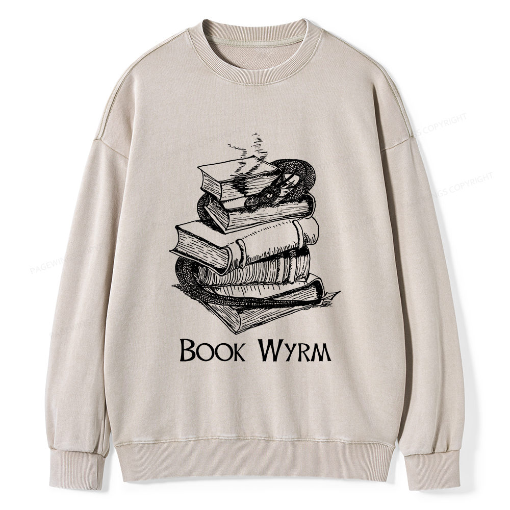 Pagewings Book Wyrm Unisex Washed Sweatshirt