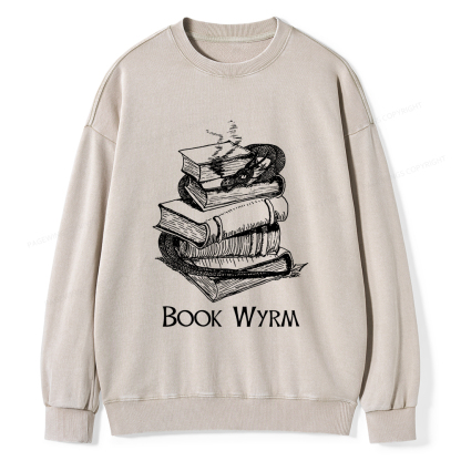 Pagewings Book Wyrm Unisex Washed Sweatshirt
