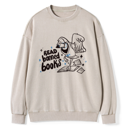 Pagewings Read Banned Book | Punk Goose T-Shirt Unisex Washed Sweatshirt