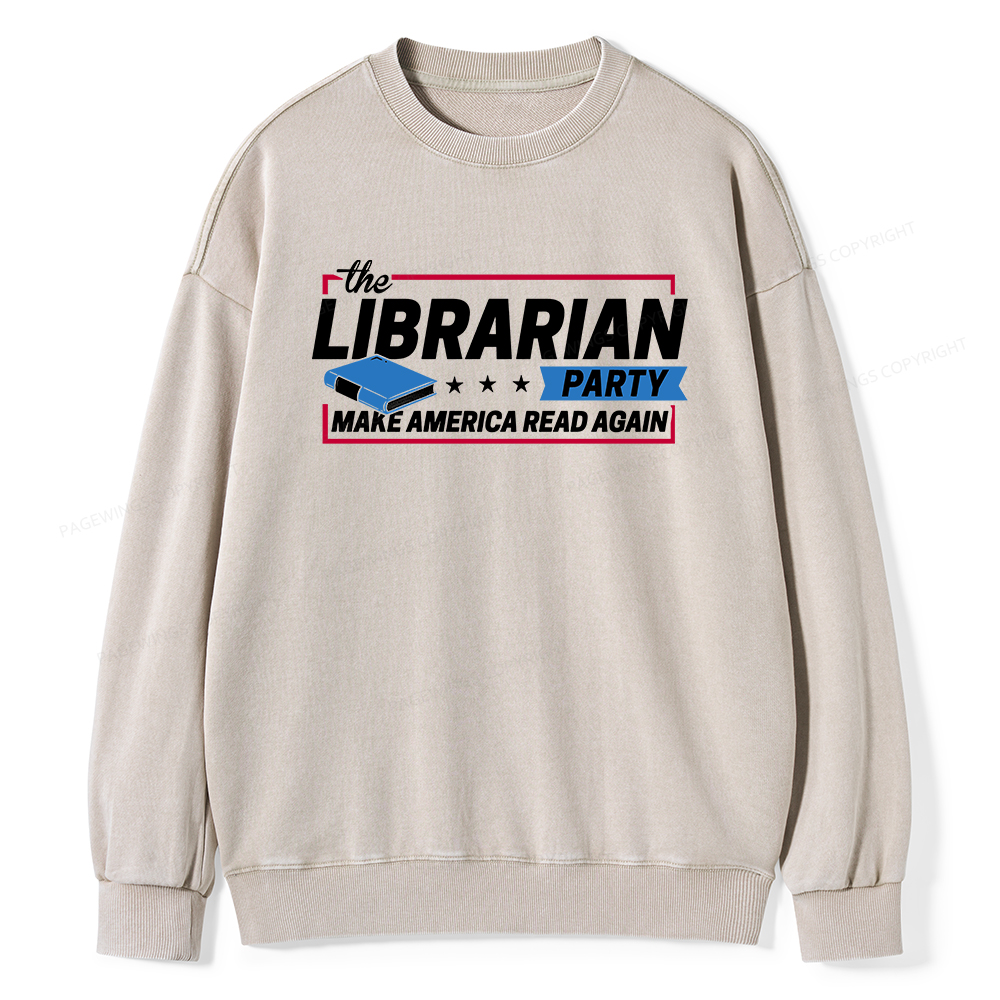 Pagewings The Librarian Party Unisex Washed Sweatshirt