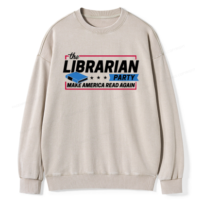Pagewings The Librarian Party Unisex Washed Sweatshirt
