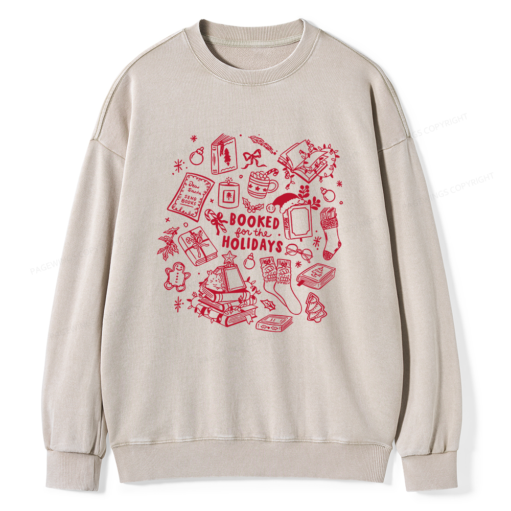 Pagewings Booked For The Holidays Unisex Washed Sweatshirt