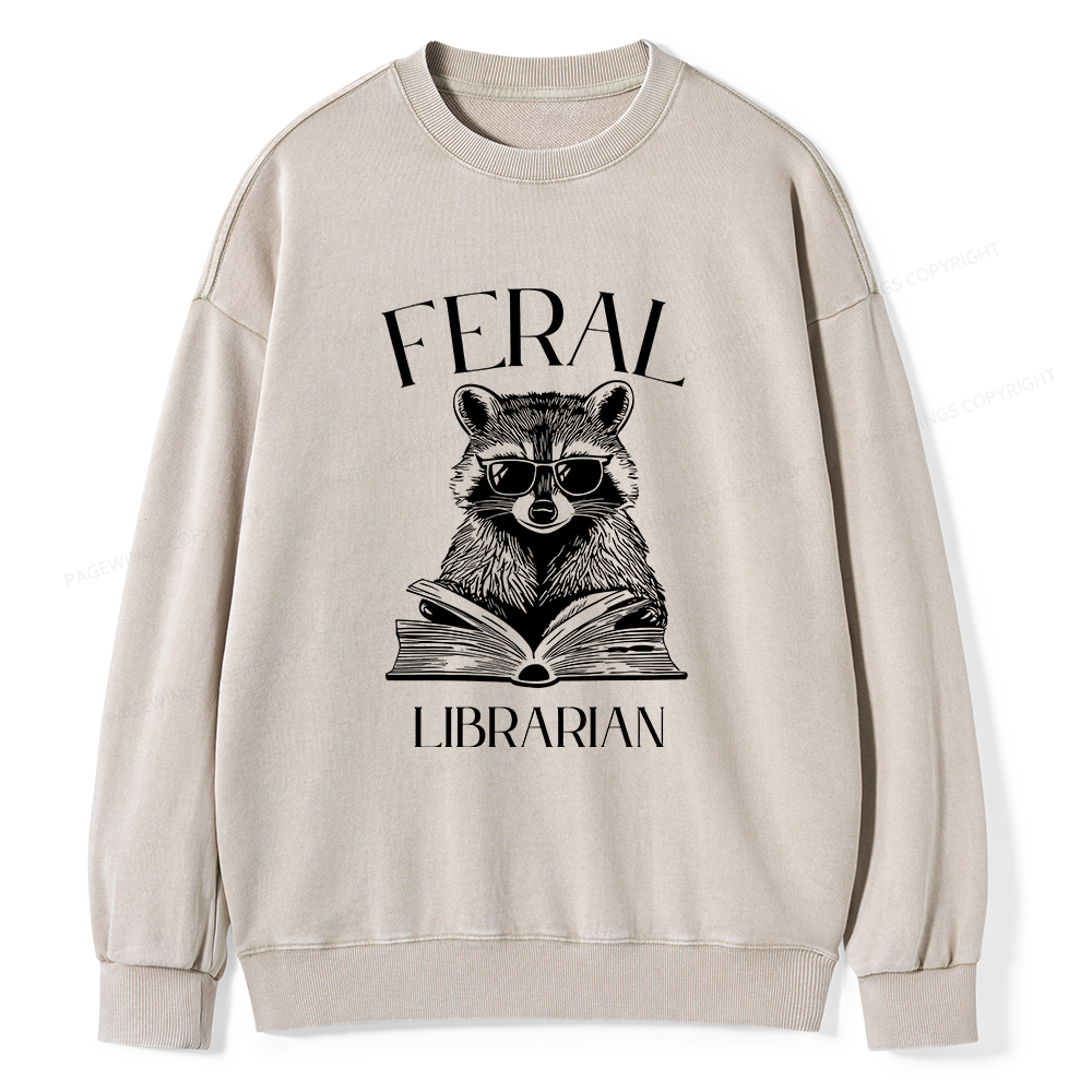 Pagewings Feral Librarian Unisex Washed Sweatshirt