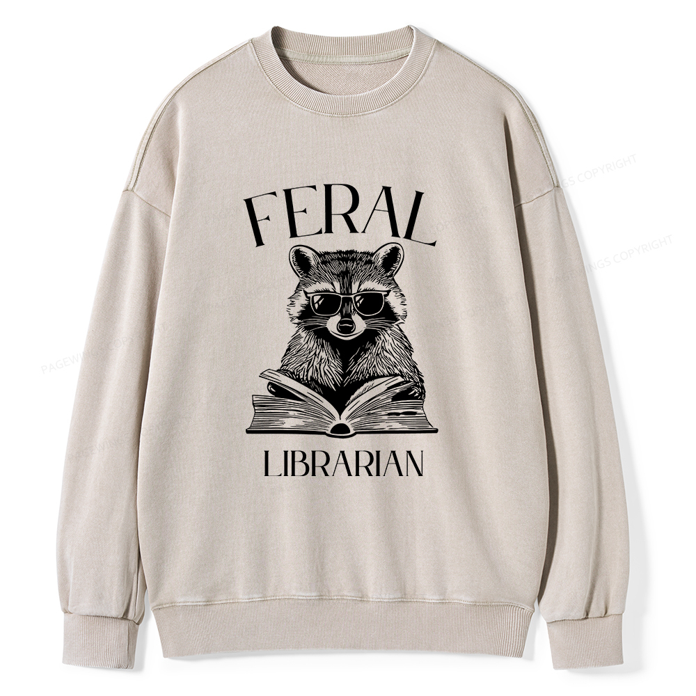 Pagewings Feral Librarian Unisex Washed Sweatshirt