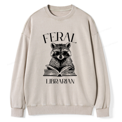 Pagewings Feral Librarian Unisex Washed Sweatshirt
