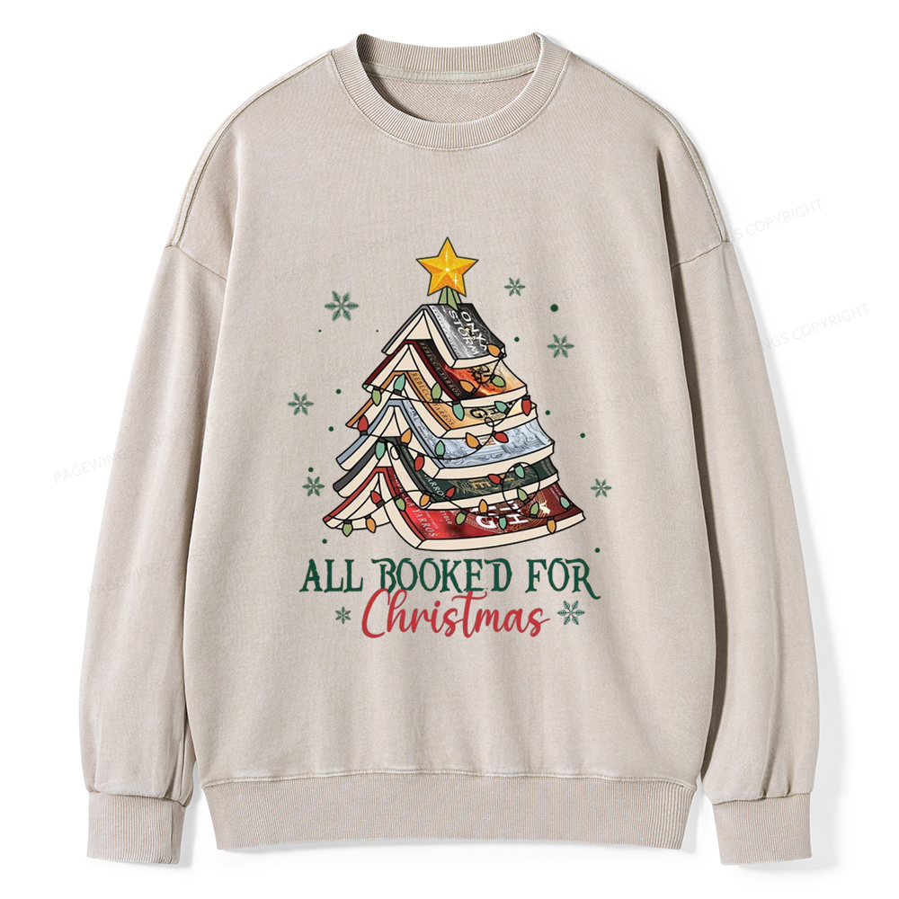 Pagewings Fourth Wing Christmas Tree Unisex Washed Sweatshirt