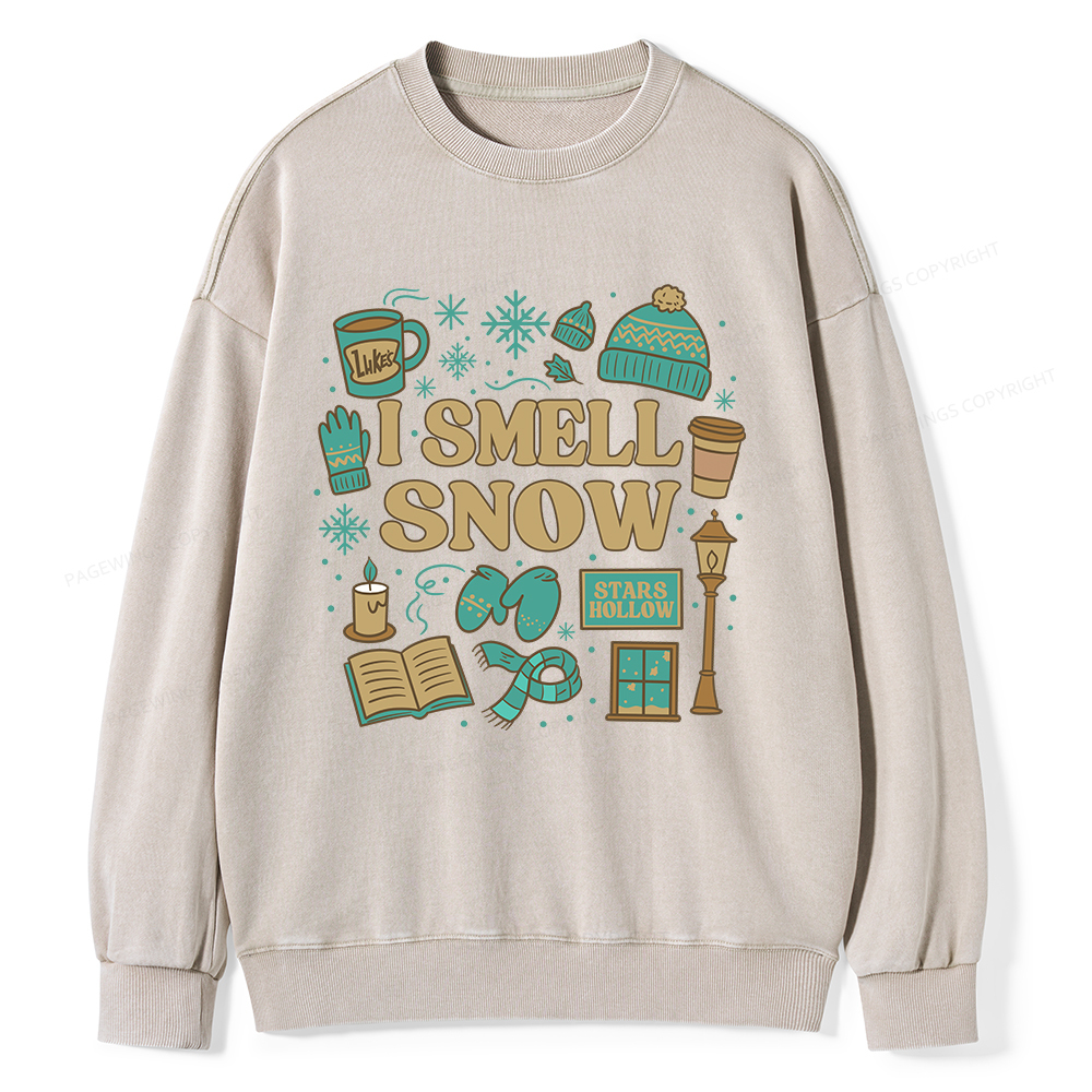 Pagewings I Smell Snow Unisex Washed Sweatshirt