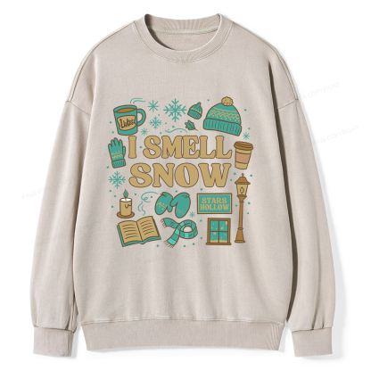 Pagewings I Smell Snow Unisex Washed Sweatshirt