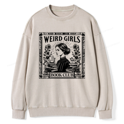 Pagewings Weird Girls Book Club Unisex Washed Sweatshirt