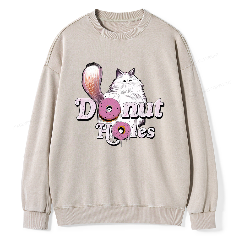 Pagewings Donut Cat Bookish Unisex Washed Sweatshirt