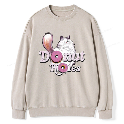 Pagewings Donut Cat Bookish Unisex Washed Sweatshirt