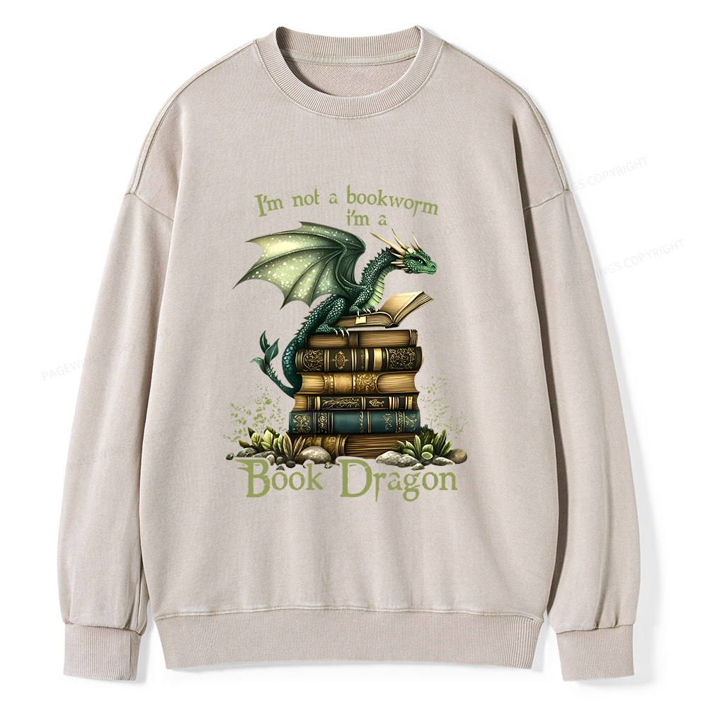 Pagewings Book Dragon Unisex Washed Sweatshirt