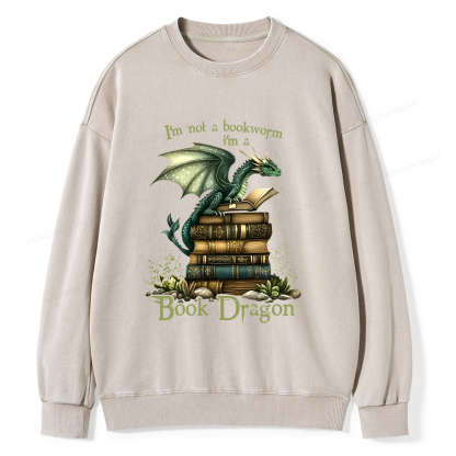 Pagewings Book Dragon Unisex Washed Sweatshirt
