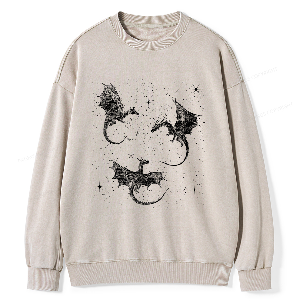 Pagewings Dragon Fantasy Unisex Washed Sweatshirt