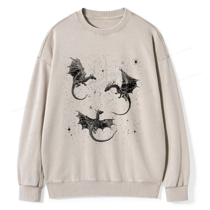 Pagewings Dragon Fantasy Unisex Washed Sweatshirt