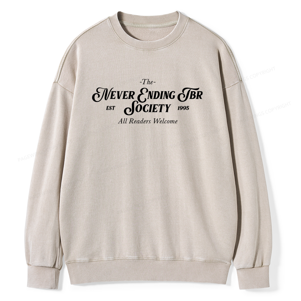 Pagewings Never Ending TBR Society Unisex Washed Sweatshirt