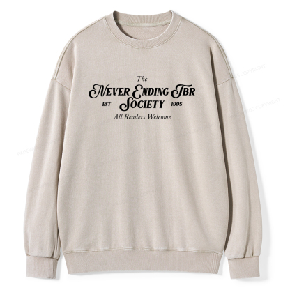 Pagewings Never Ending TBR Society Unisex Washed Sweatshirt