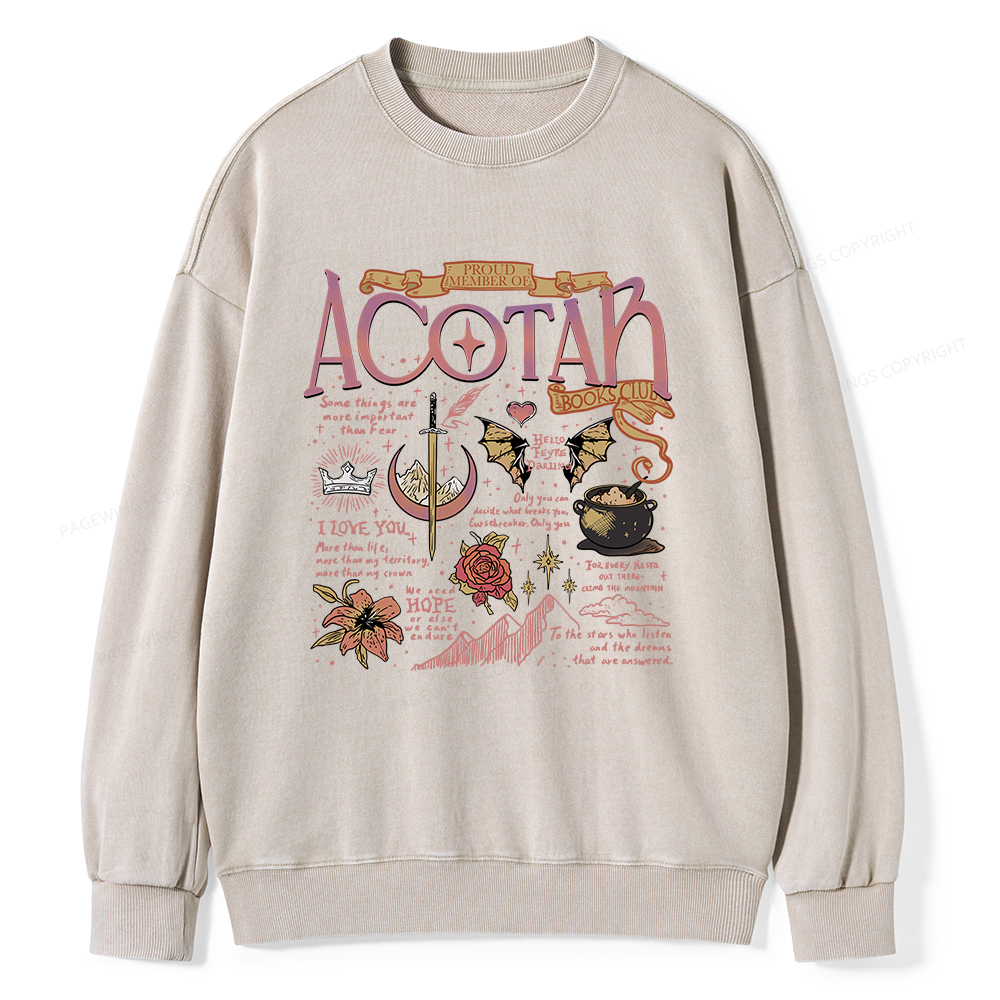 Pagewings Fantasy Book Unisex Washed Sweatshirt