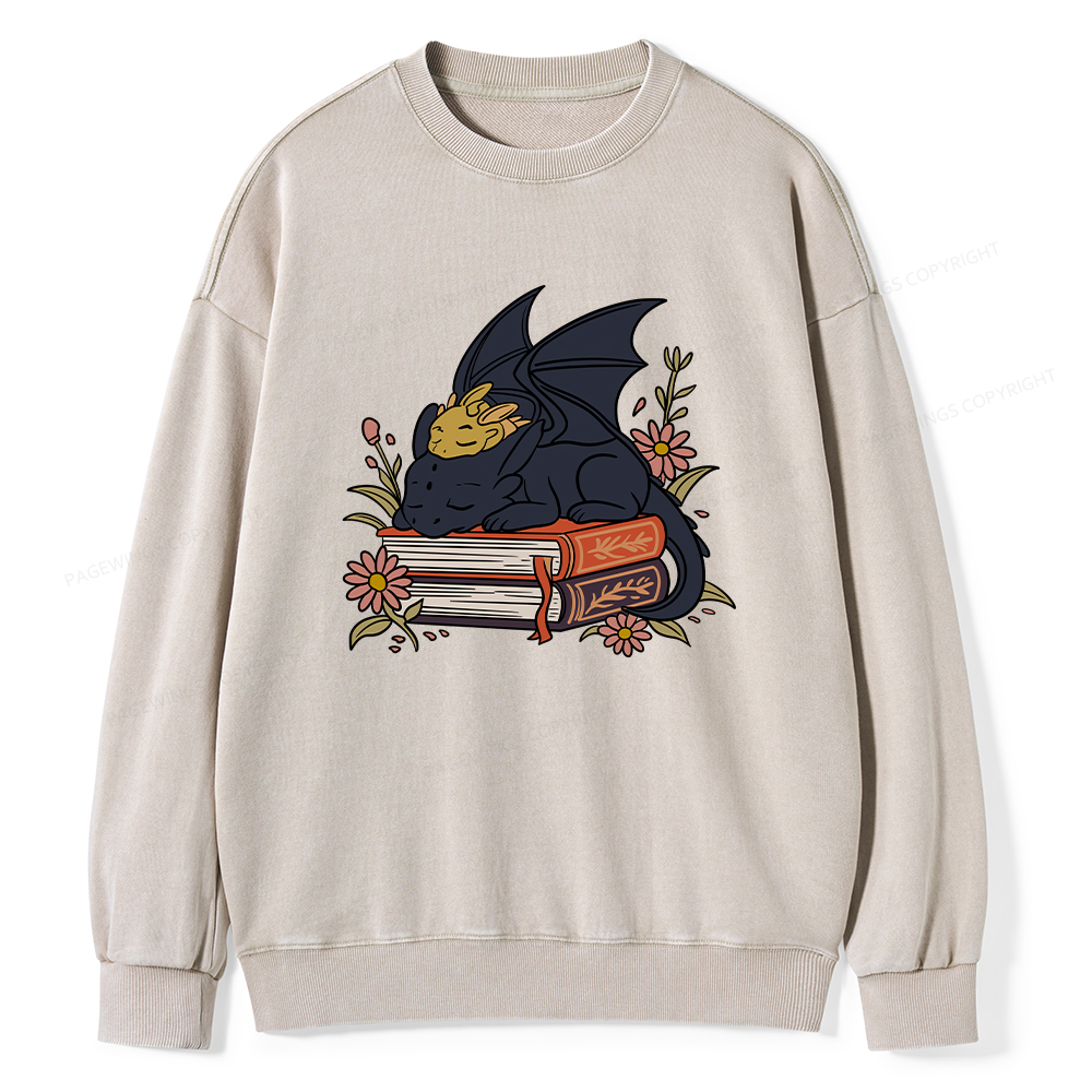 Pagewings Dragon Book Unisex Washed Sweatshirt