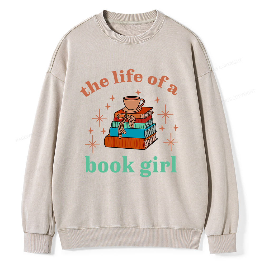 Pagewings The Life of a Book Girl Unisex Washed Sweatshirt