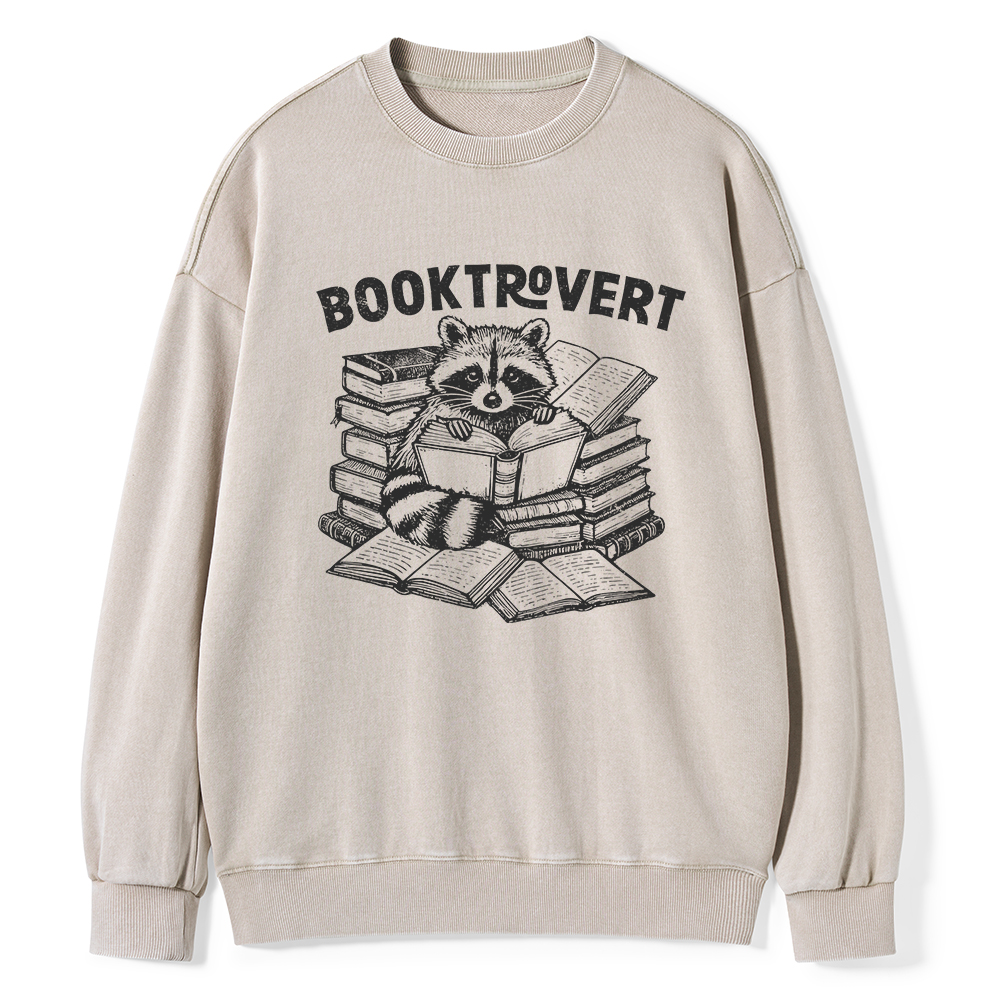 Pagewings  A Raccoon Reading Seriously Unisex Washed Sweatshirt