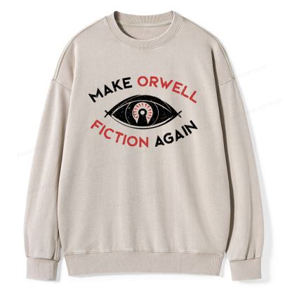 Pagewings Make Orwell Fiction Again Unisex Washed Sweatshirt