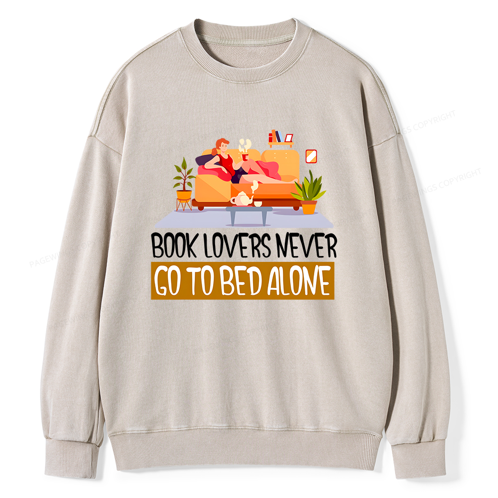 Pagewings Book Lovers Never Go To Bed Unisex Washed Sweatshirt