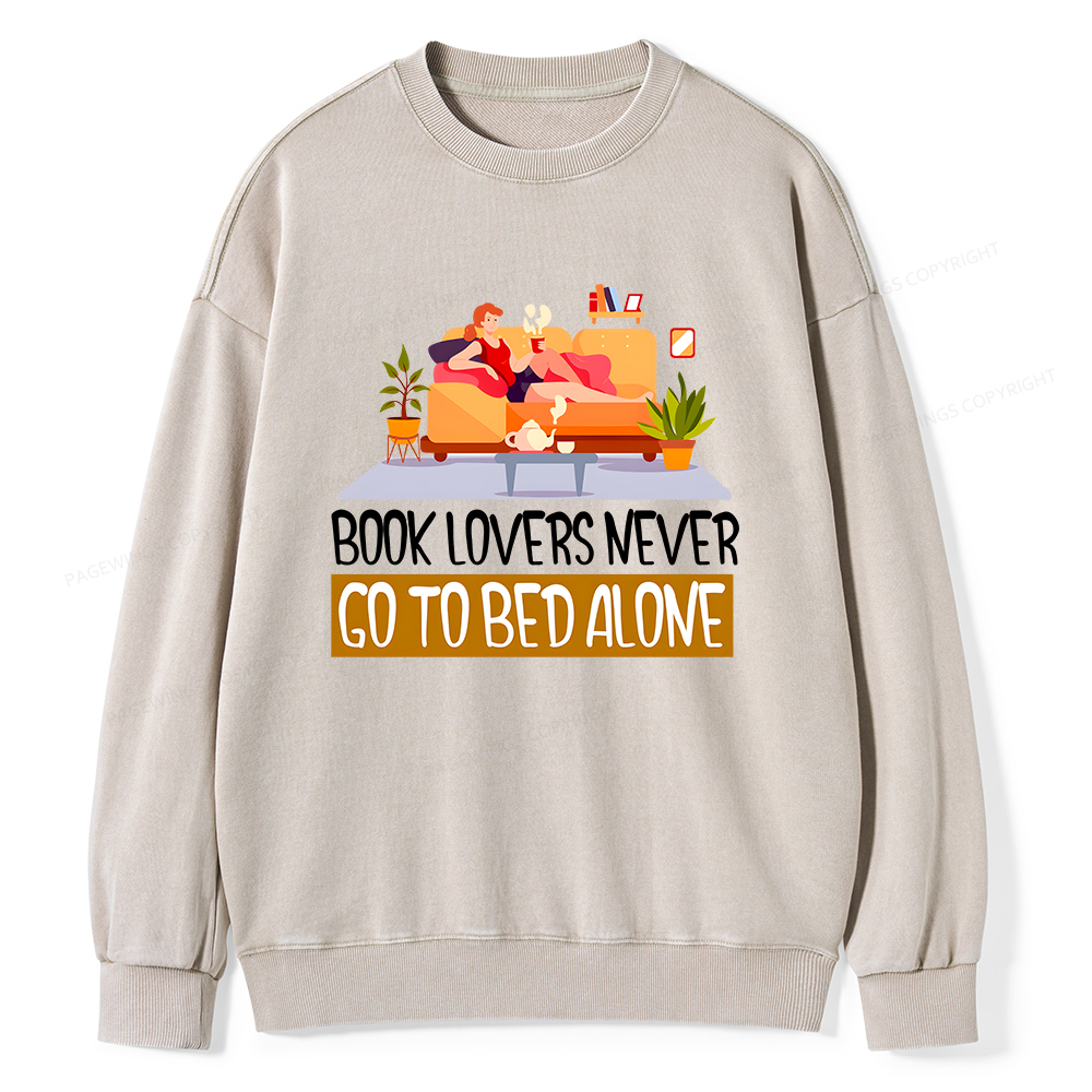 Pagewings Book Lovers Never Go To Bed Unisex Washed Sweatshirt