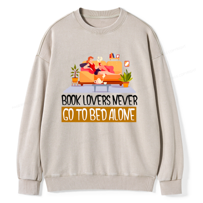 Pagewings Book Lovers Never Go To Bed Unisex Washed Sweatshirt