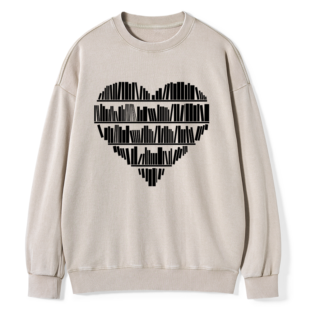Pagewings Book Lover Valentine's Day Unisex Washed Sweatshirt